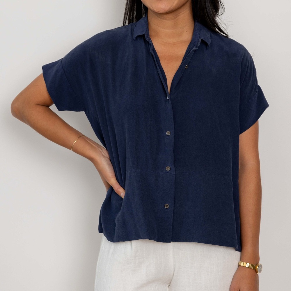 Everlane Deep Blue Women's Silk Blouse